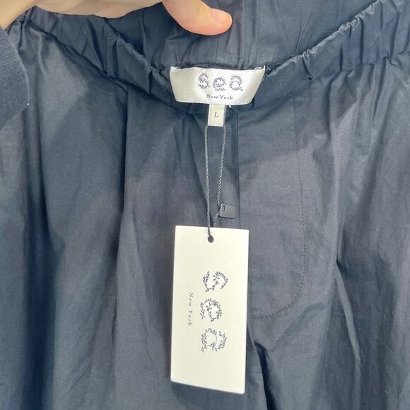 NWT SEA New York Maeve Eyelet Track Pants Pull On Wide Leg Cotton Poplin Black L - Picture 3 of 11